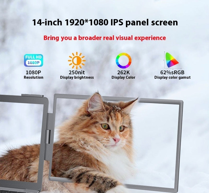 14-Inch Dual-Screen Portable Monitor for Laptop with Wall-Mounted External Display