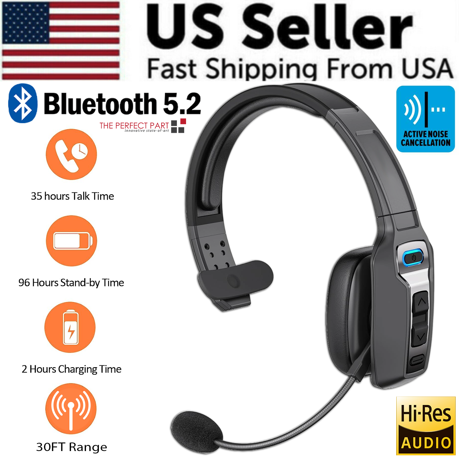 Puce Gaia Trucker Bluetooth 5.2 Wireless Headset features a noise-cancelling mic, Hi-Res audio, 35h talk/96h standby, and CSS variable support. US seller; fast shipping from the USA.