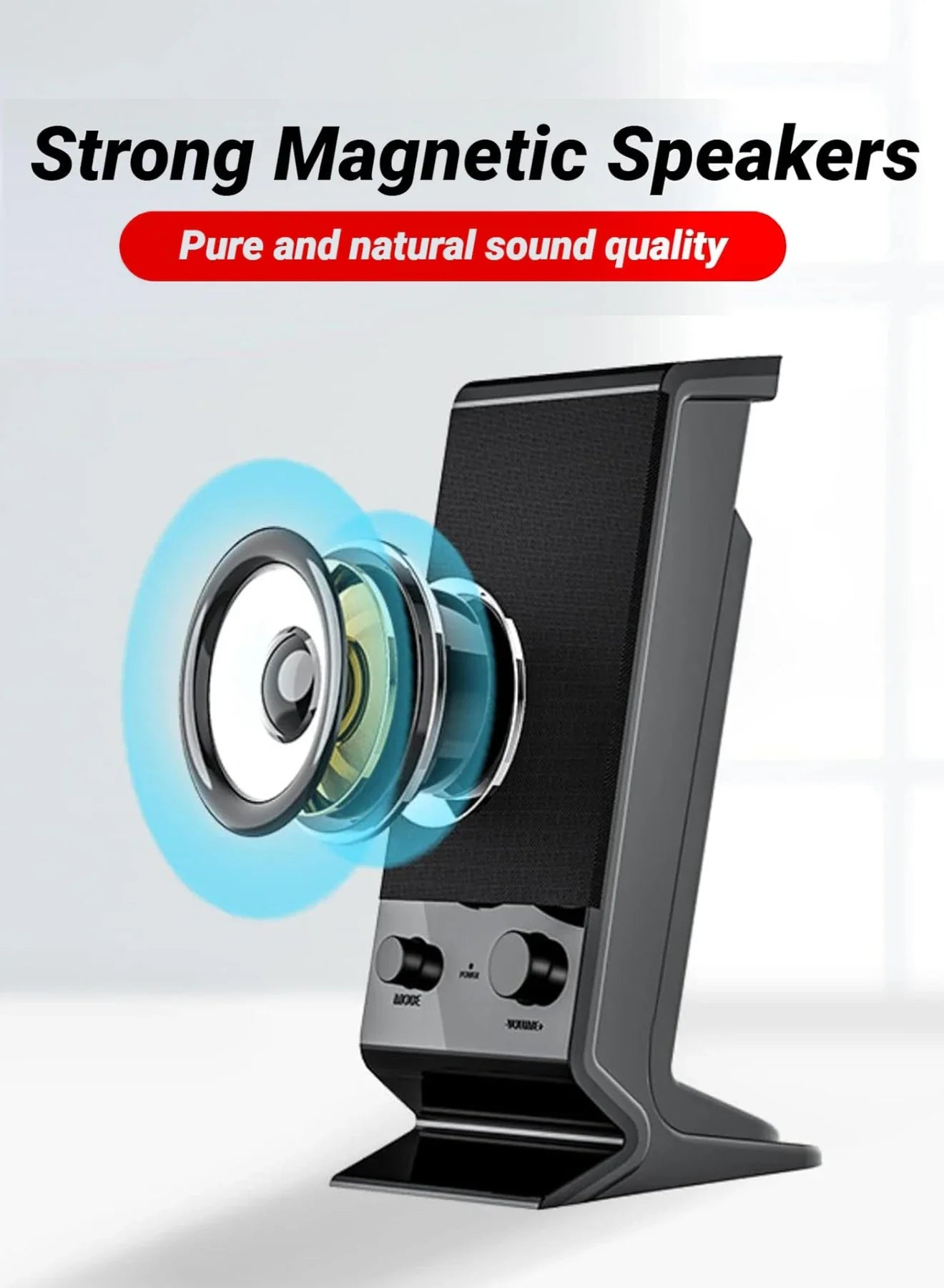 NNEOBA Compact USB Laptop Speakers with Volume Control (Black)