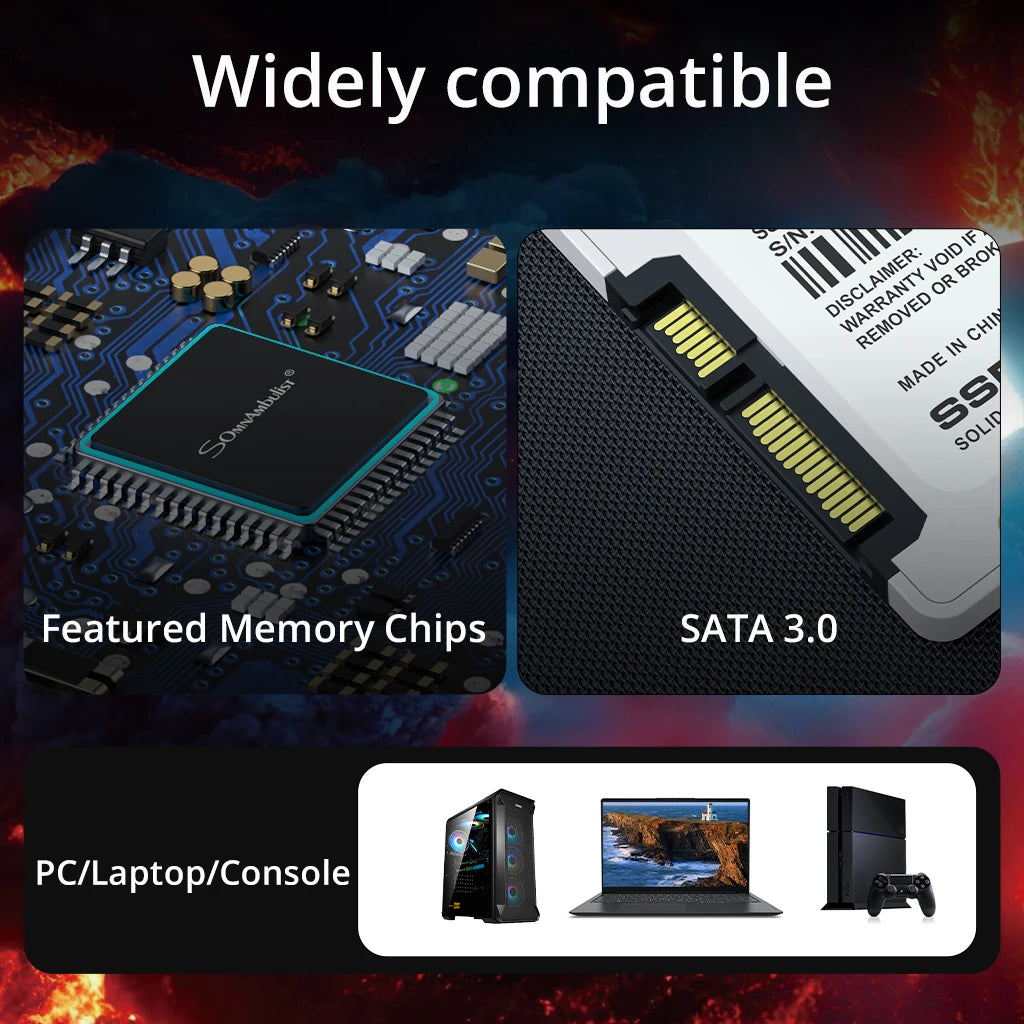 SomnAmbulist 2.5" SSD – 64GB, 128GB, 256GB & 512GB High-Speed Solid State Drive for Laptops and Desktops by DNiCT