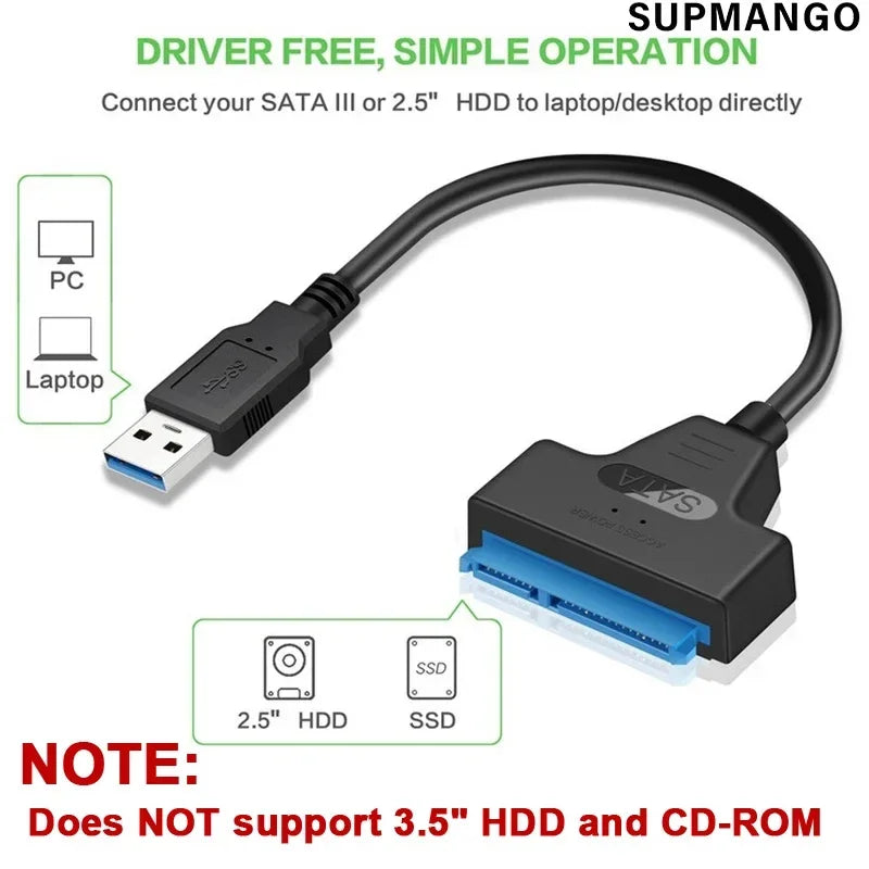 SATA To USB 3.0 / 2.0 Cable For 2.5 Inch External HDD SSD Hard Drive