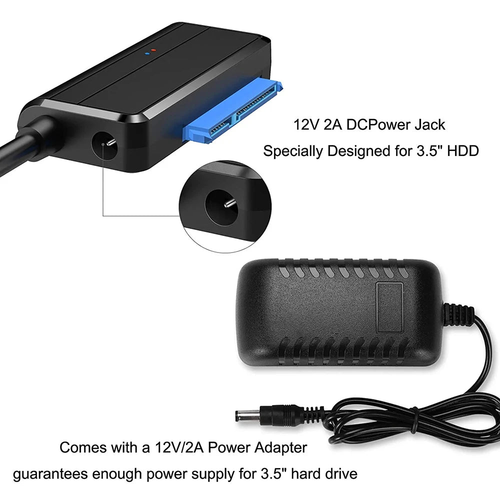 USB 3.0 to SATA Adapter SATA Cable for 3.5/2.5 Inch SSD HDD SATA III