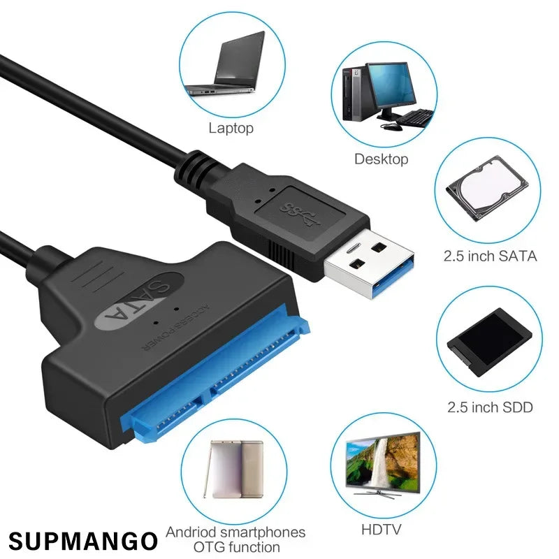 SATA To USB 3.0 / 2.0 Cable For 2.5 Inch External HDD SSD Hard Drive