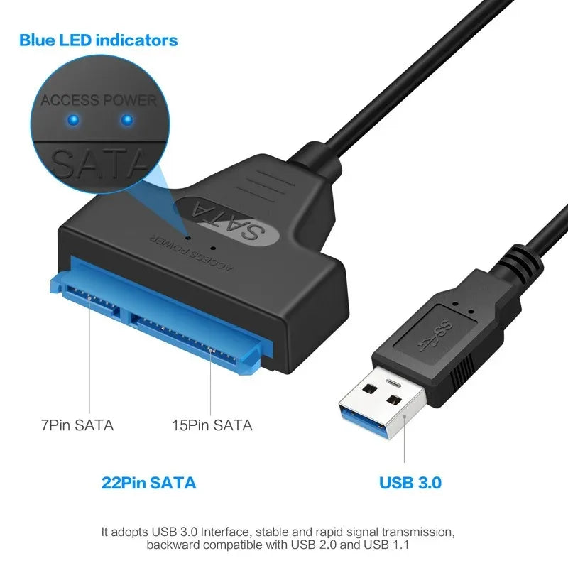 USB 3.0 TO SATA 2.5 Inch SSD HDD Hard Drive Adapter For Laptop Desktop