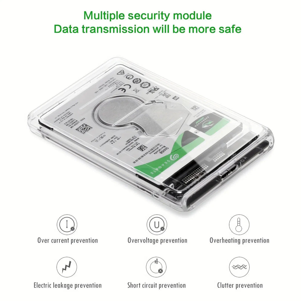 USB3.0 External HDD Case 5Gbps 2.5 Inch Transparent Hard Disk Case