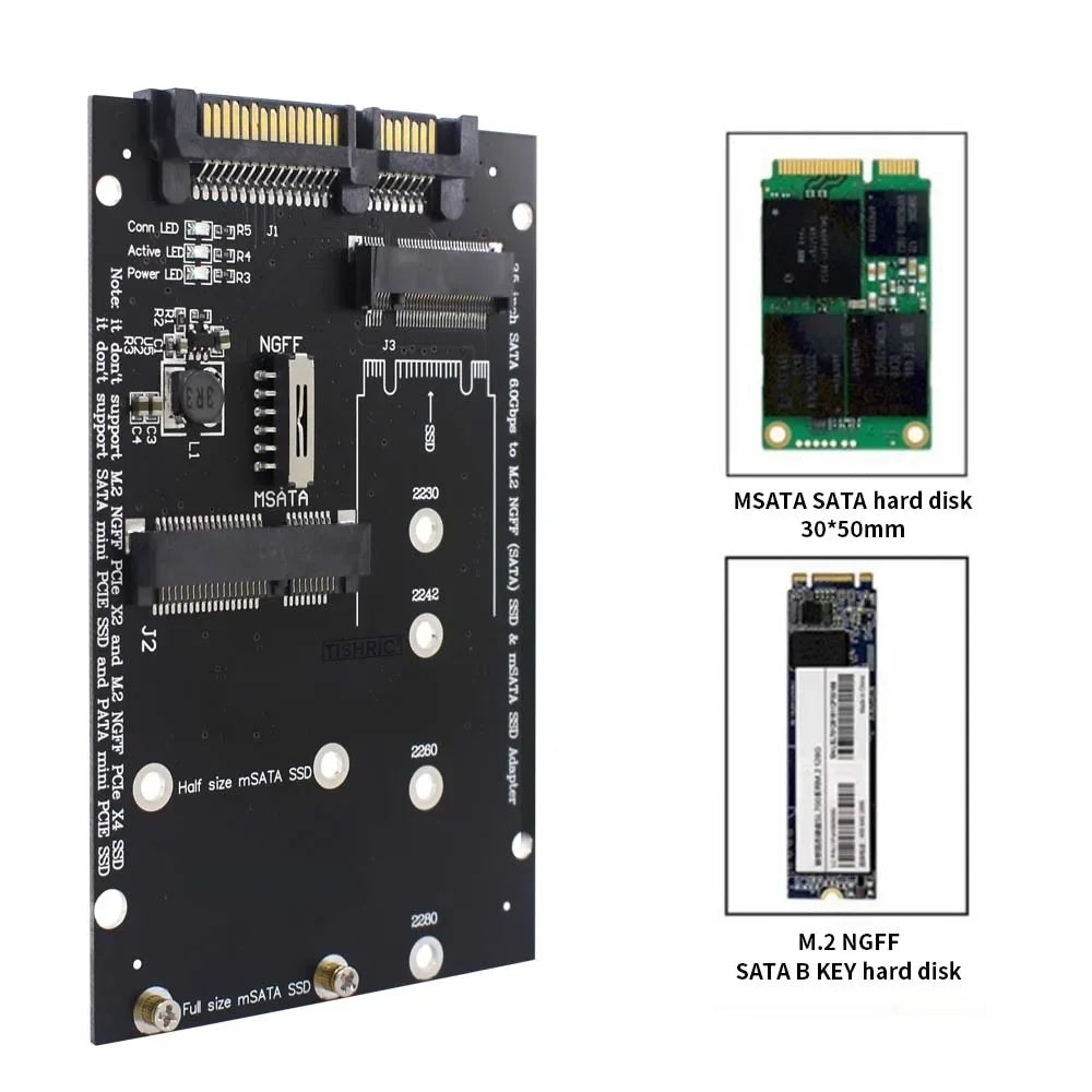 M.2 NGFF Msata SSD To SATA 3.0 2.5 Adapter M2 PCI SSD Converter Riser