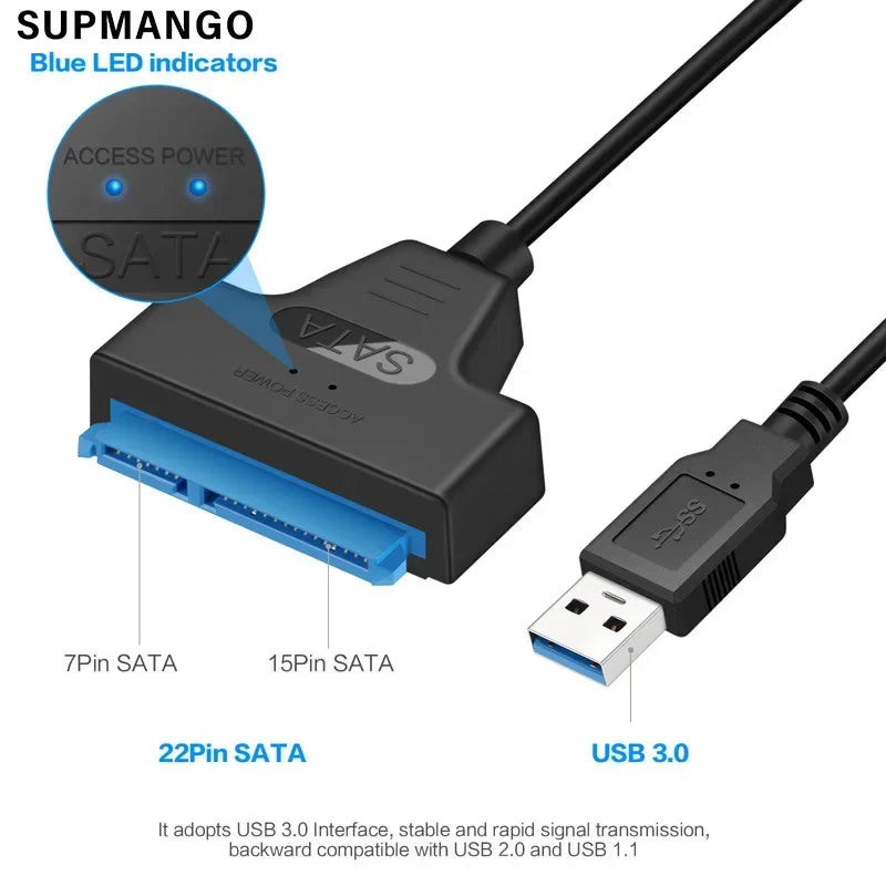 SATA To USB 3.0 / 2.0 Cable For 2.5 Inch External HDD SSD Hard Drive