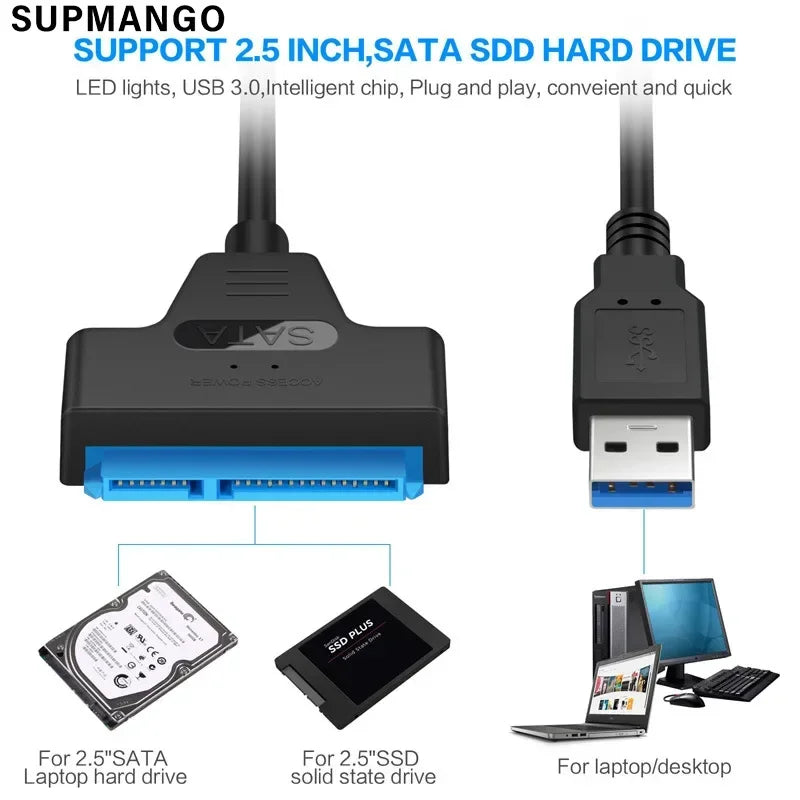 SATA To USB 3.0 / 2.0 Cable For 2.5 Inch External HDD SSD Hard Drive
