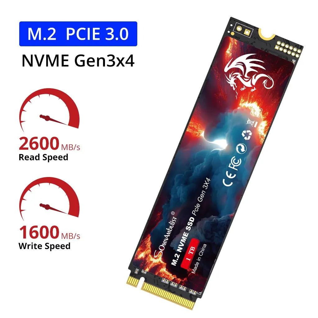 SomnAmbulist SSD M2 NVME 128GB 256GB 512GB 1TB SSD M.2 2280 PCIe 3.0