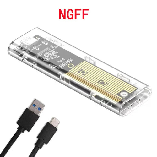 M.2 NVME PCIe /NGFF SATA /Dual Protocol SSD Case Clear USB Type C