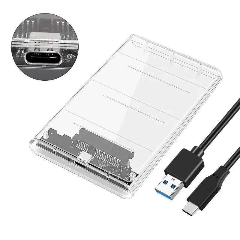 USB3.0 External HDD Case 5Gbps 2.5 Inch Transparent Hard Disk Case