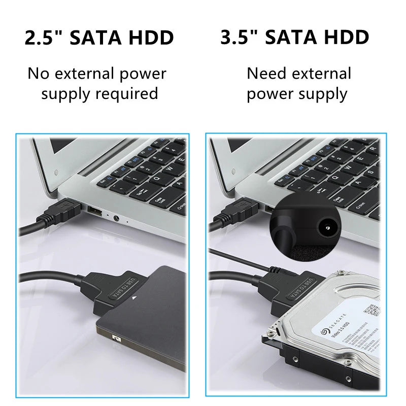 SATA to USB 3.0 Adapter Cable for 3.5/2.5 Inch SSD HDD SATA III Hard