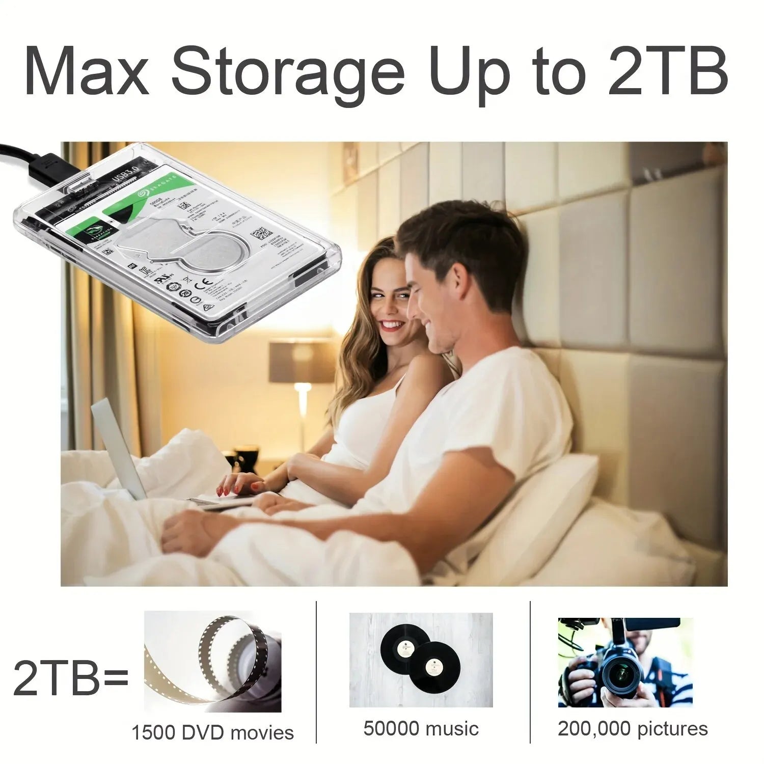 USB3.0 External HDD Case 5Gbps 2.5 Inch Transparent Hard Disk Case