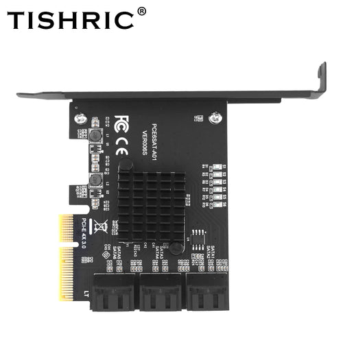 TISHRIC PCIE 4X To 6 Ports SATA 3.0 6 Gbps Expansion Card Pcie