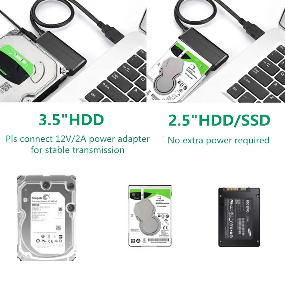 USB 3.0 to SATA Adapter SATA Cable for 3.5/2.5 Inch SSD HDD SATA III