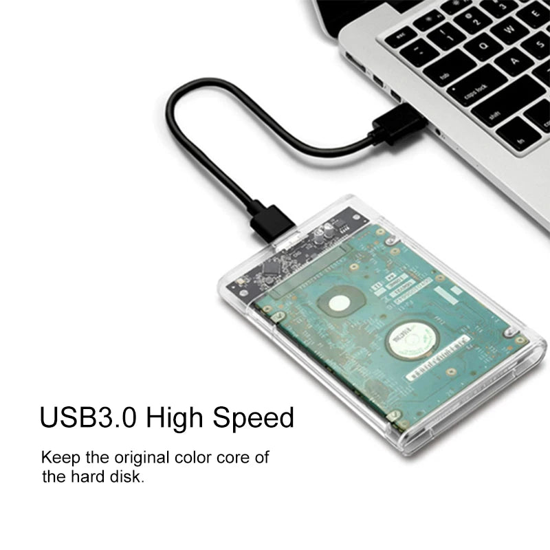 USB 3.0 Transparent HDD Enclosure 2.5" ,Type C Micro Cable External
