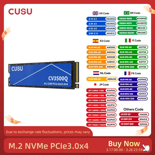 CUSU M.2 NVMe SSD – 256GB, 512GB, 1TB & 2TB PCIe 3x4 High-Speed Solid State Drive by DNiCT