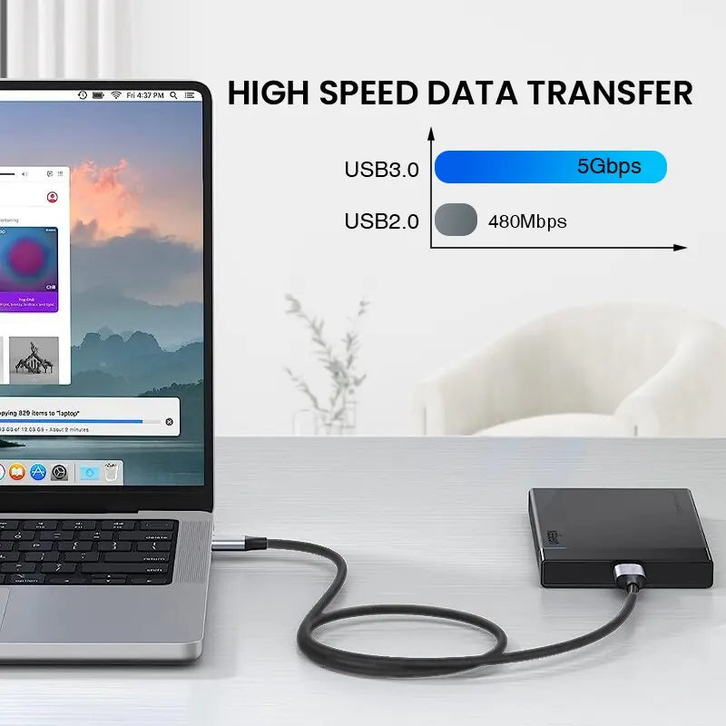 NIERBO Braided USB-C to Micro B Cable – USB 3.0 High-Speed Hard Drive Connection by DNiCT