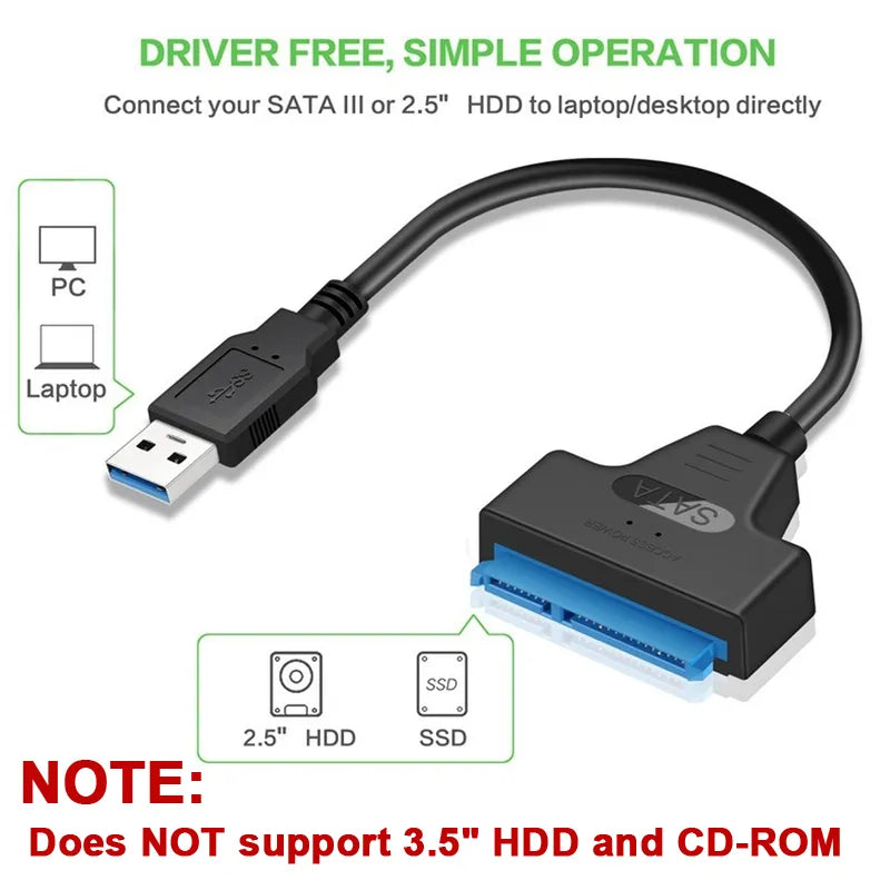 SATA to USB 3.0 / 2.0 Cable Up to 6 Gbps for 2.5 Inch External HDD SSD
