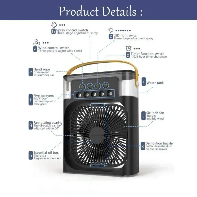 Hot 3 In 1 Fan AIr Conditioner Household Small Air Cooler LED Night