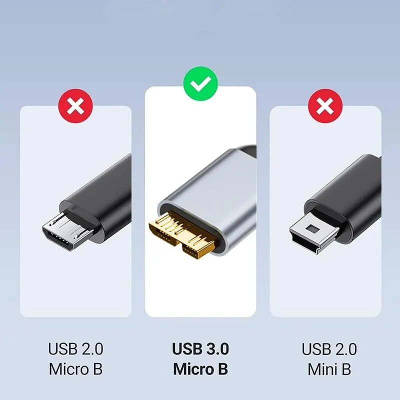 NIERBO Braided USB-C to Micro B Cable – USB 3.0 High-Speed Hard Drive Connection by DNiCT