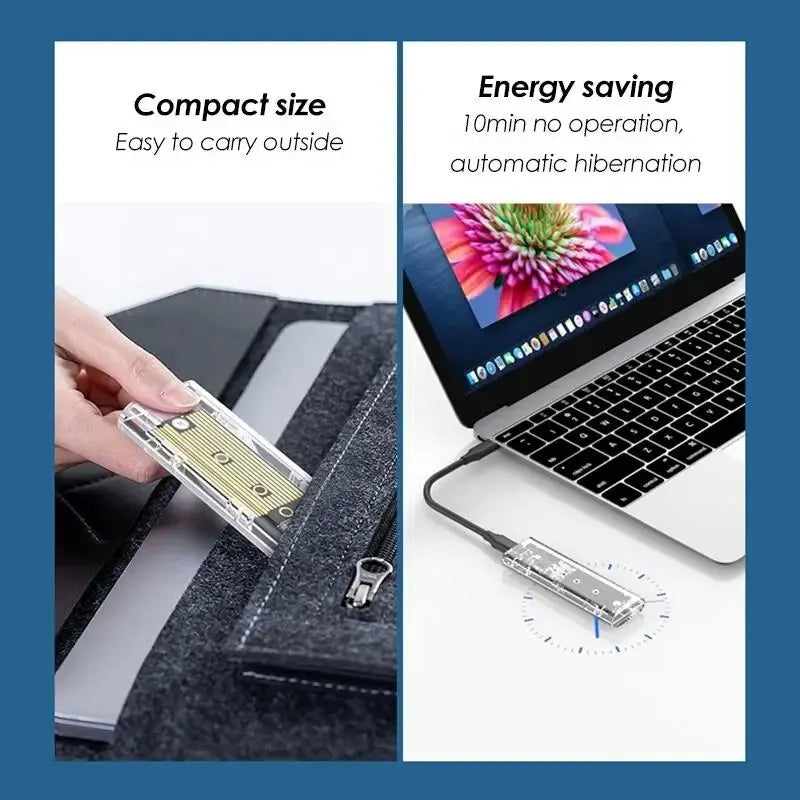 M.2 NVME PCIe /NGFF SATA /Dual Protocol SSD Case Clear USB Type C