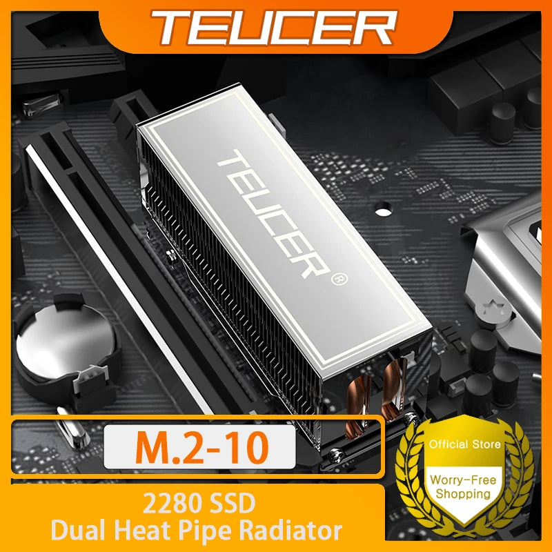 TEUCER M.2 SSD Heat Sink M2 2280 NVME Cooler Kit Dual Heat Tube