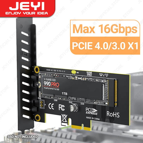 JEYI M.2 NVME SSD to PCIE X1 Adapter Card, 2280 SSD PCIe 3.0 4.0