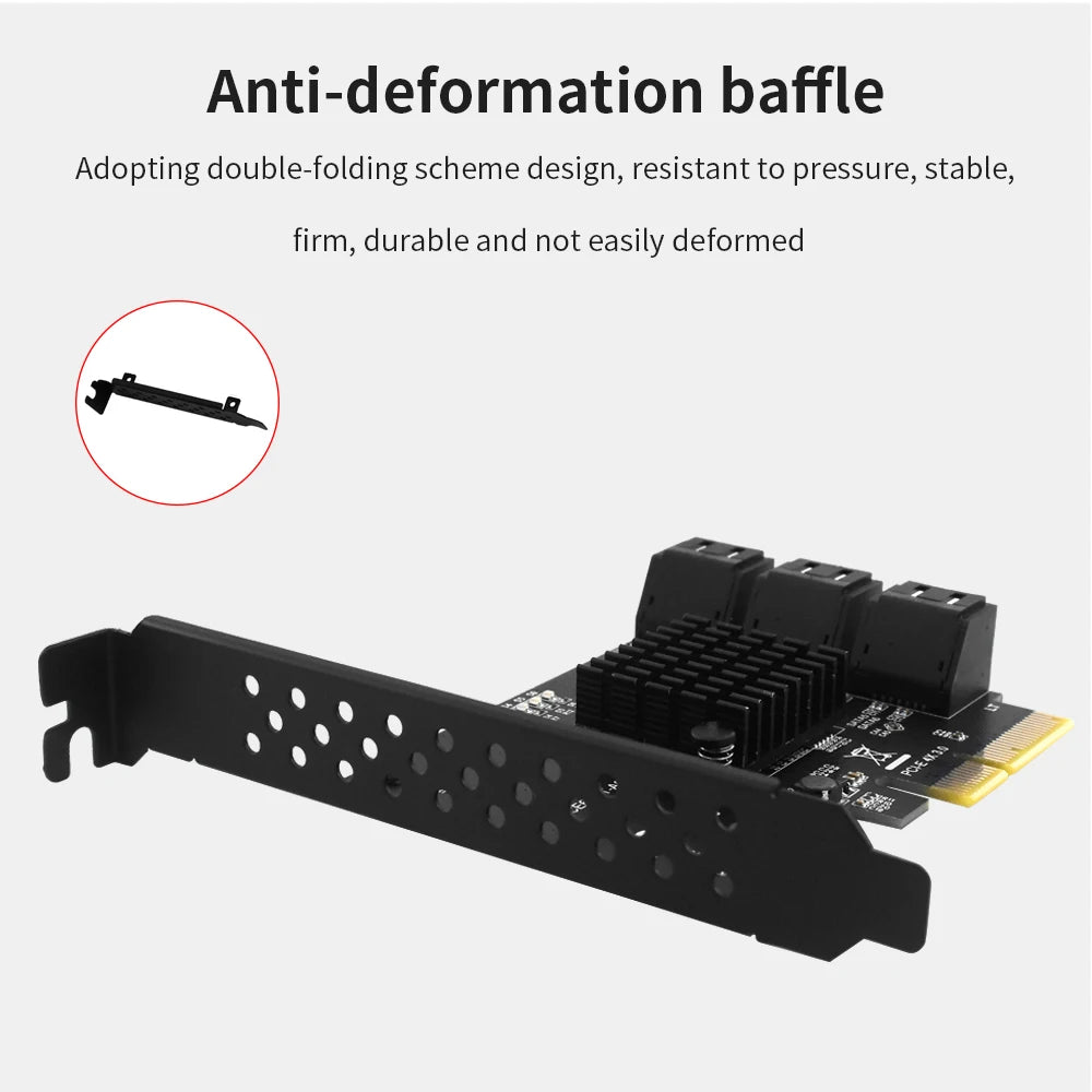 TISHRIC PCIE 4X To 6 Ports SATA 3.0 6 Gbps Expansion Card Pcie