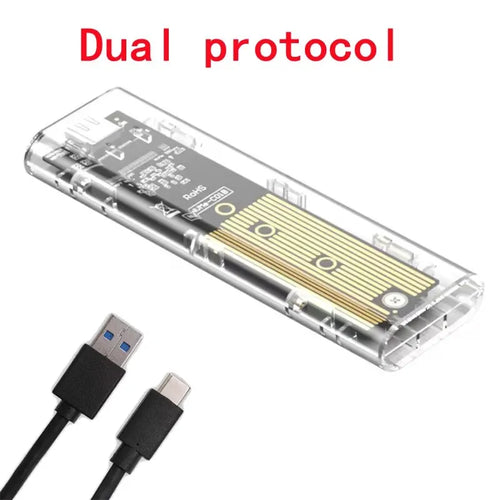M.2 NVME PCIe /NGFF SATA /Dual Protocol SSD Case Clear USB Type C