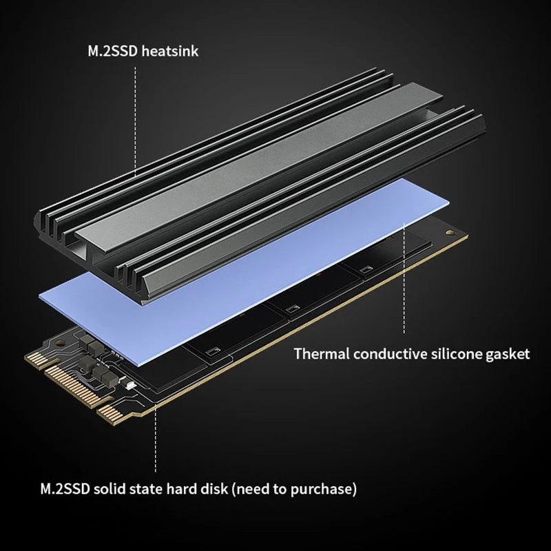 TEUCER M.2 SSD Heatsink M2 2280 Solid State Hard Disk Aluminum