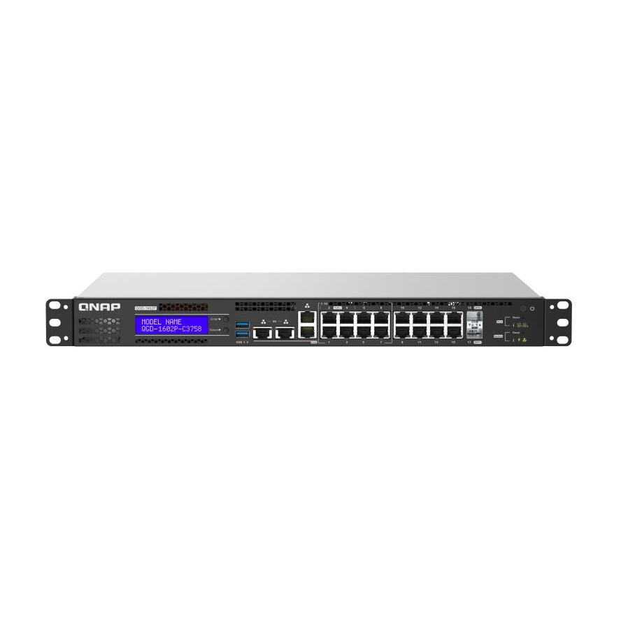 QNAP QGD-1602P Zarządzany L2 Gigabit Ethernet (10/100/1000) Obsługa PoE 1U Czarny, Szary (QGD-1602P-C3558-8G)