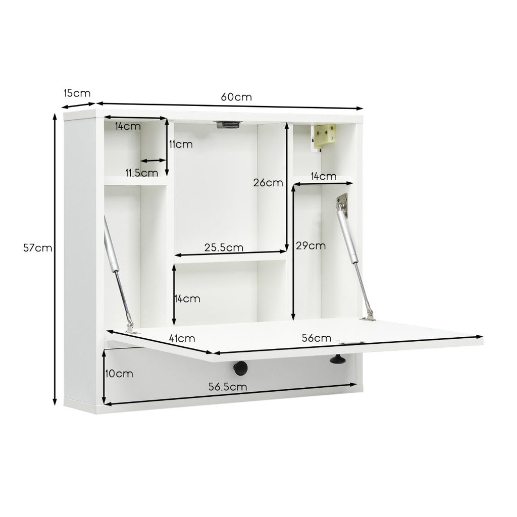 NNECW Floating Computer Desk with Storage Drawer & Shelves